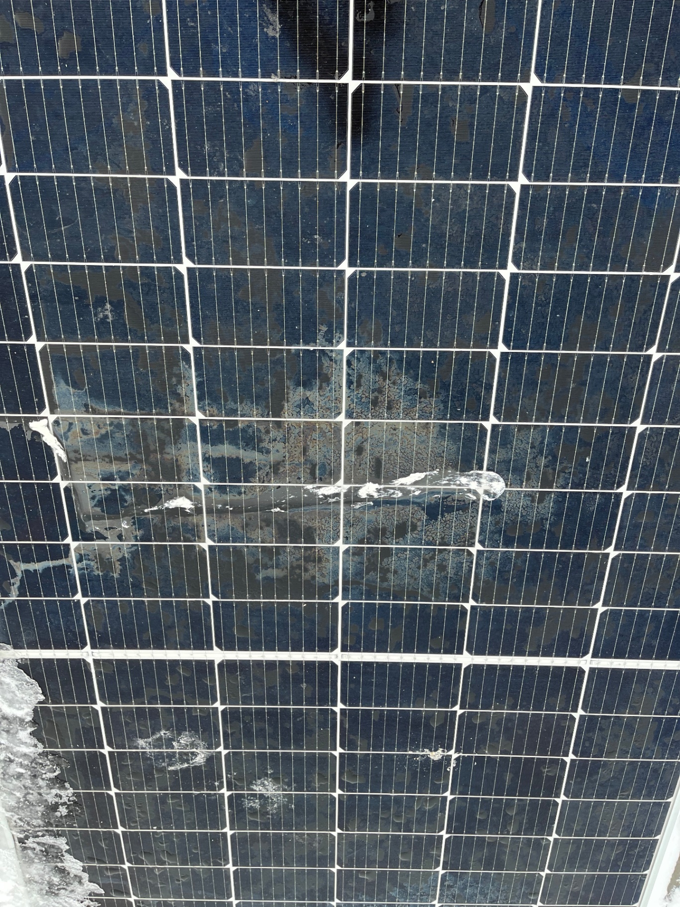 Soiled solar panels before cleaning